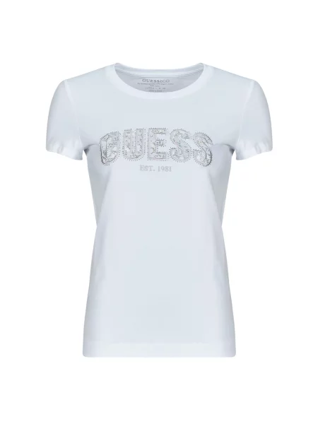 Klasična majica Guess s čipko črna