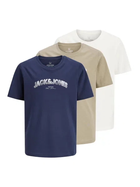 Jack & Jones Junior Majica morsko plava / kaki / prljavo bijela