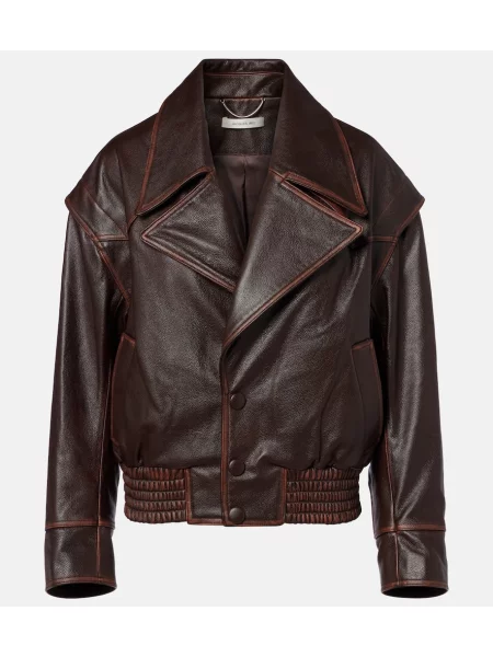 Kurtka skórzana Jacques Wei biker brązowa