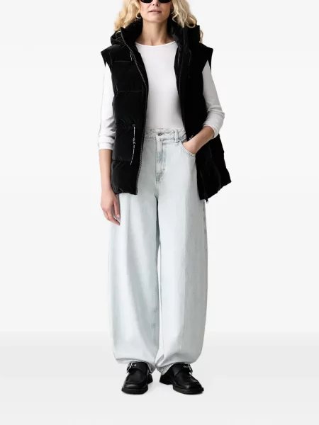 Дънков елек Karl Lagerfeld Jeans с качулка черно