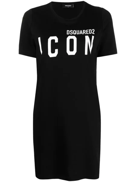 Sukienka koszulowa Dsquared2 z nadrukiem garniturowa czarna