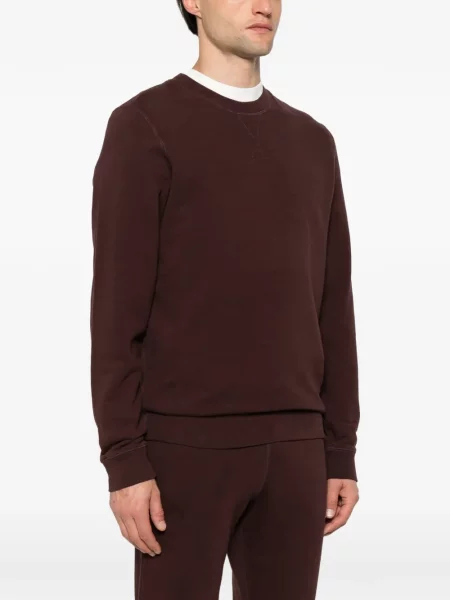 Hanorac crewneck Sunspel cu decolteu rotund maro