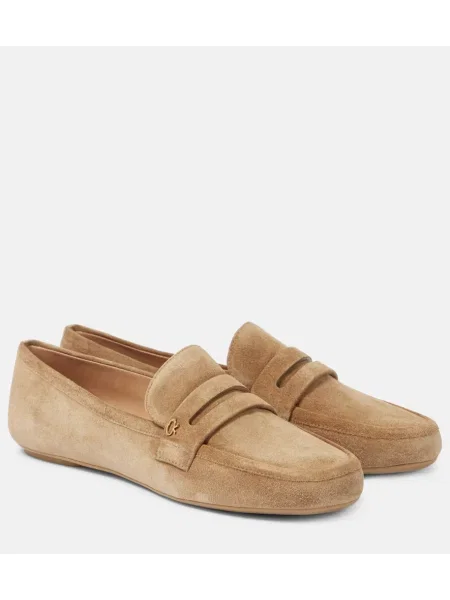 Pantofi loafer Gianvito Rossi din piele de căprioară bej