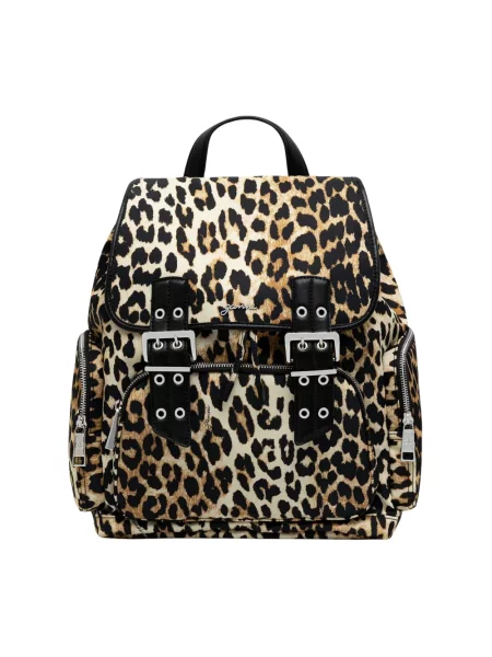 GANNI plecak Bucky Backpack Print duży wzorzysty brązowy