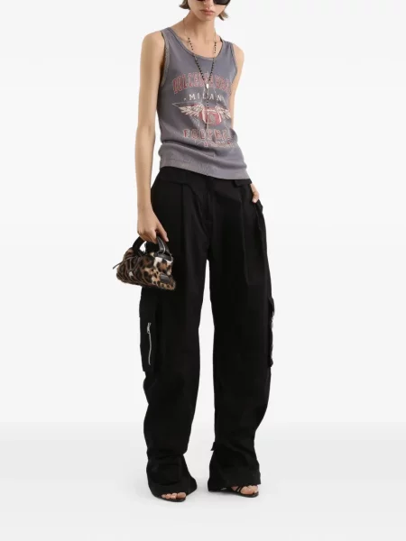 Top Dolce & Gabbana cu imagine cu decolteu în U gri