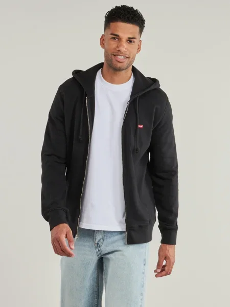 Levi's melegítőfelső férfi sima kapucnis fekete