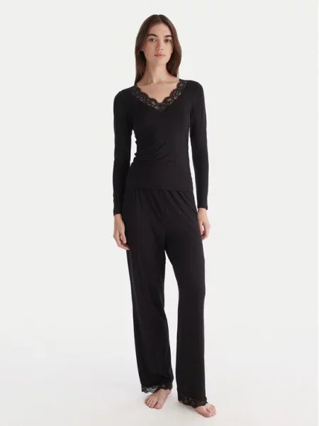 Hunkemöller Pižama Nana Regular Fit črna