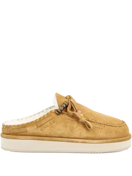 Papuci tip mules Caleb Paris cu broderie maro