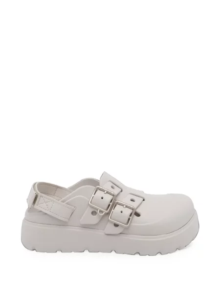 Papuci tip mules Crocs cu cataramă alb