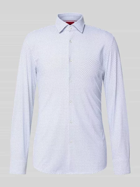 Koszula biznesowa o kroju slim fit z nadrukiem na całej powierzchni model KENNO' Hugo biała