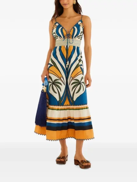 Rochie midi Farm Rio cu imprimeu tropical