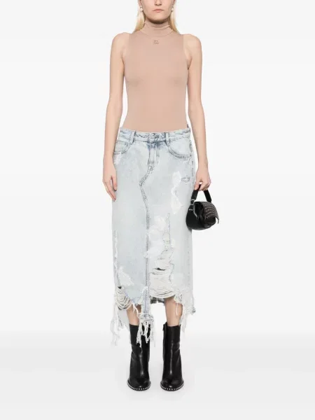 Fustă din denim Jnby din dantelă lungă albastru