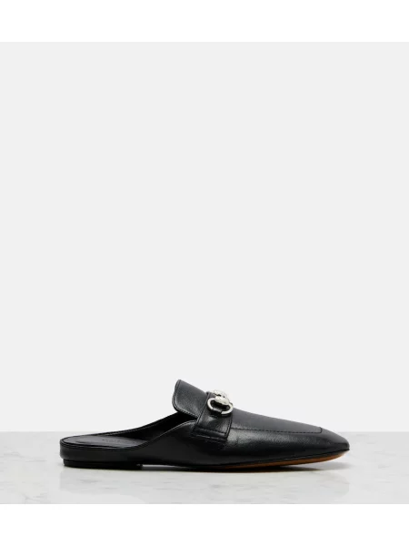 Papuci tip mules Gucci din piele negru