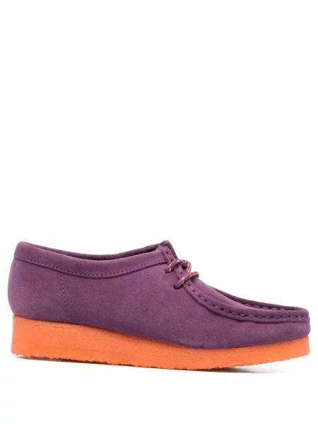 Pantofi loafer Clarks Originals cu șireturi din dantelă violet