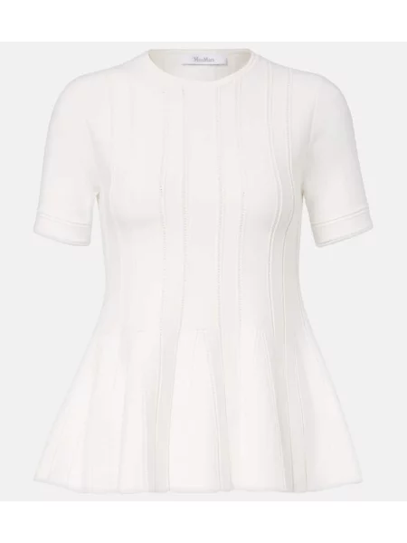 Cu peplum top Max Mara tricotate alb