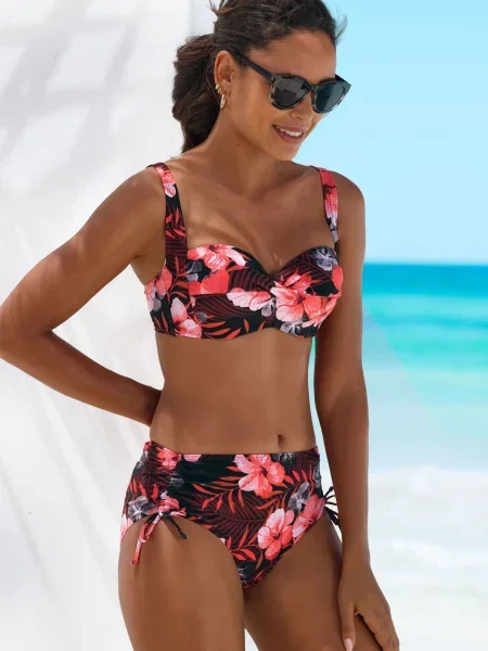 LASCANA Bikinový top jedľová / koralová / fuksia