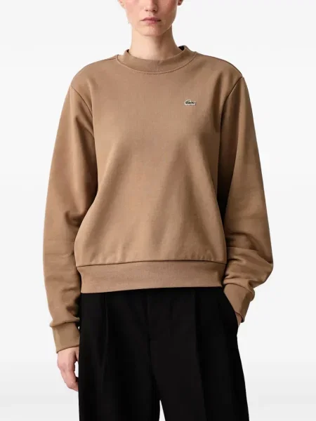 Hanorac crewneck Lacoste din fleece cu decolteu rotund maro