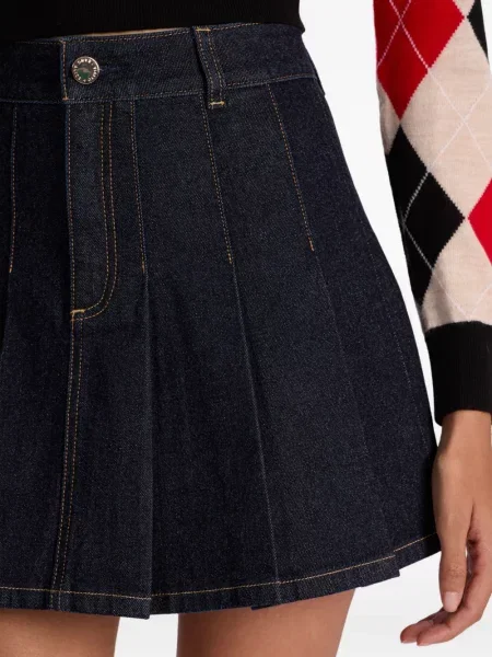 Плисирана дънкова пола Alice + Olivia синьо