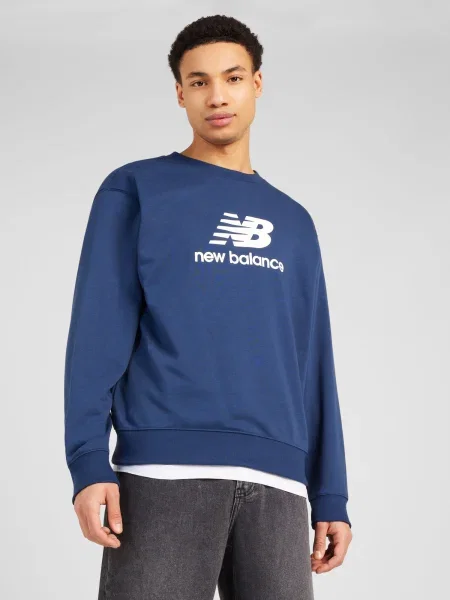 Pánska mikina New Balance Stacked Logo French Terry Crew nb navy tmavo modrá