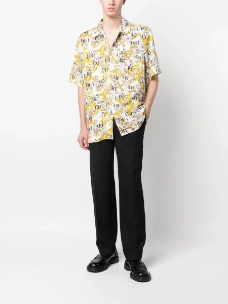 Raštuota trumpas marškiniai Versace Jeans Couture balta
