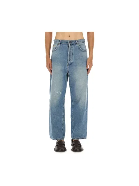 Jeansy Moschino z logo niebieskie