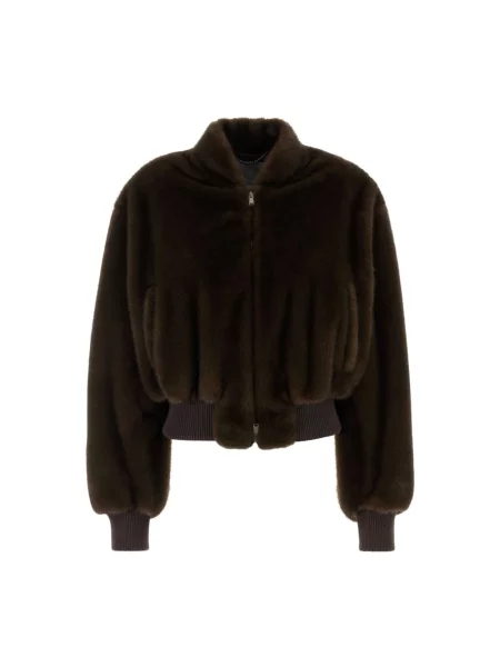 Kurtka bomber Stella Mccartney z norek brązowy