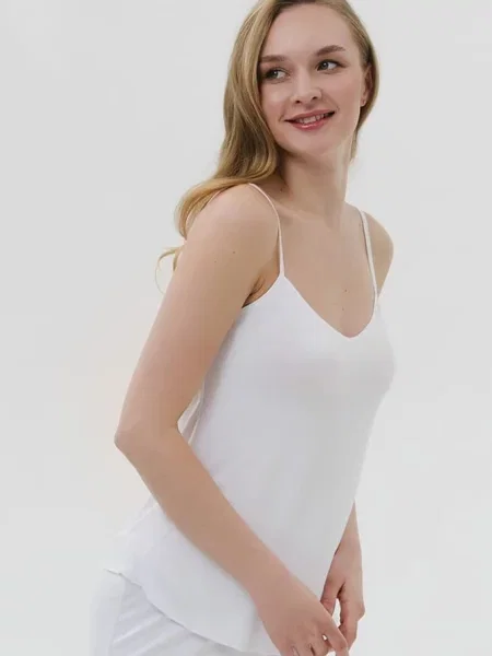 Женская майка на бретелях біла