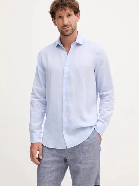 Lanena srajca Frescobol Carioca modra