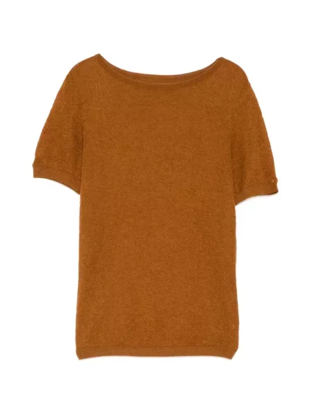 Tricou Less cu decolteu în U maro