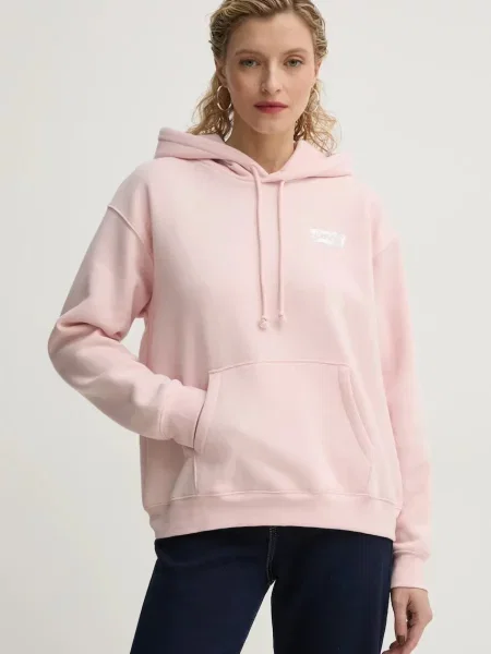 Levi's bluza z kapturem z aplikacją różowy