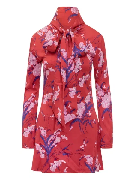 Rochie mini Des Phemmes cu model floral cu imagine de costum roșu