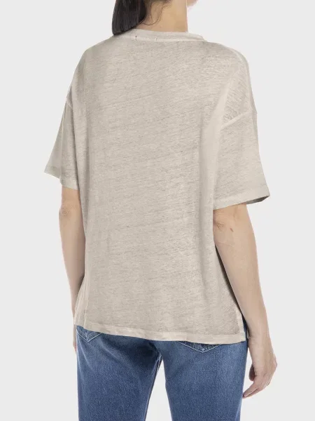 Лляна футболка Replay бежева