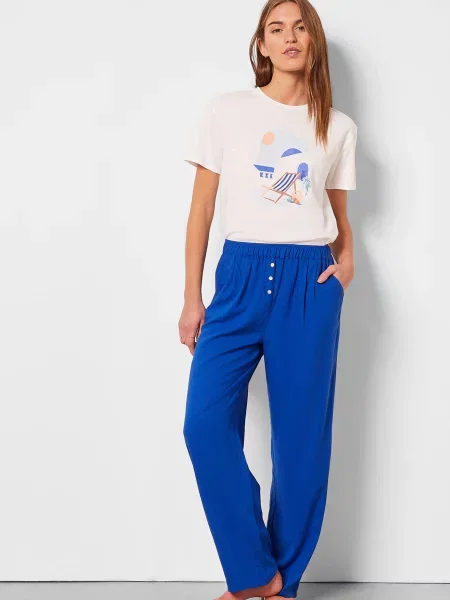 Льняная пижама Etam синяя