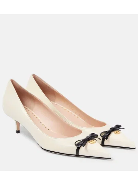 Kožené lodičky Valentino Garavani s mašlí bílé