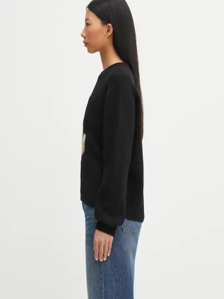 Πουλόβερ με προσθήκη μαλλιού Maison Kitsuné Dressed Fox Intarsia Wool μαύρο