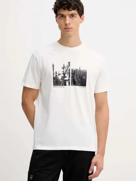 Тениска Armani Exchange с принт бяло