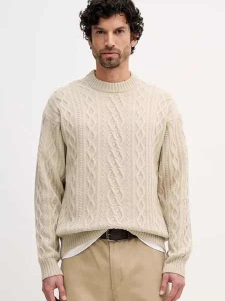 BOSS Pulover Kableto bej