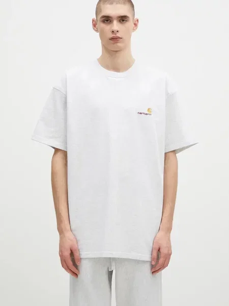 T-shirt Carhartt WIP S/S American Script T-Shirt UNISEX Ash Heather S siva