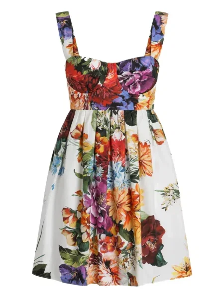 Rochie mini Dolce & Gabbana cu model floral cu imagine de costum alb