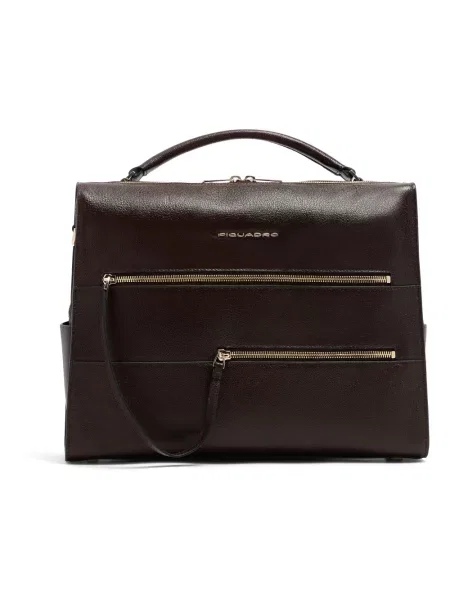 Torba na laptopa Piquadro skórzana brązowa