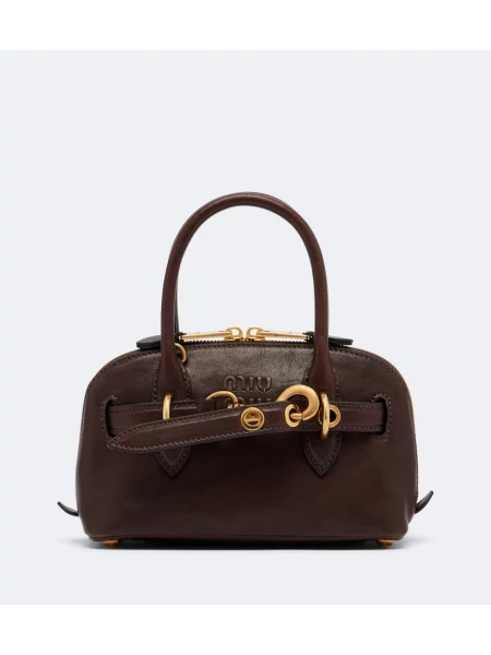 Top Miu Miu din piele maro