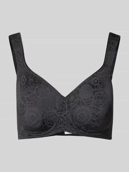 Biustonosz typu minimizer z fiszbinami i kwiatowym wzorem model ‘Lovely Minimizer’ Triumph czarny