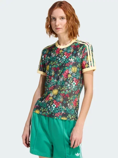 ADIDAS ORIGINALS Majica Adidas Originals x Liberty London rumena / smaragd / rdeča črna