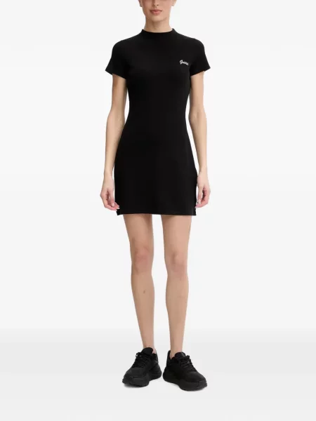 Rochie mini Guess cu broderie tricotate negru