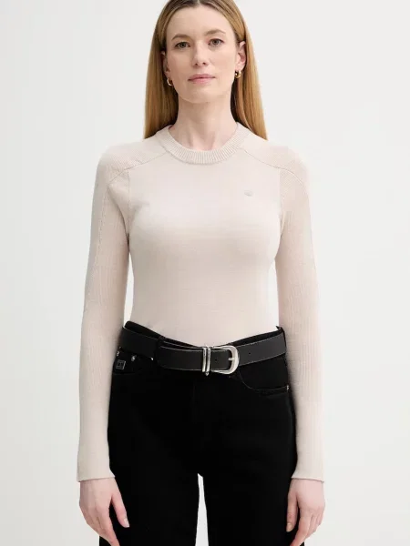 G-Star sweter wełniany 0 lekki beżowy