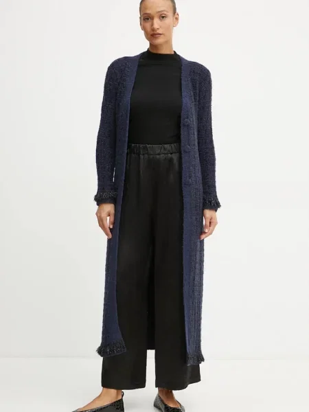 Twinset kardigan z domieszką wełny granatowy