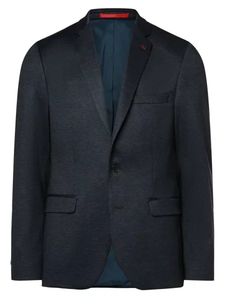 Finshley & Harding London marynarka od garnituru modułowego Mężczyźni Slim Fit Sztuczne włókno niebieski marmurkowy 52