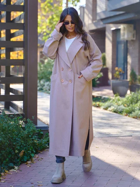 Вовняне Пальто ISSA Plus бежевий