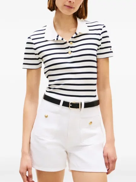 Krótki top Tommy Hilfiger w paski biały