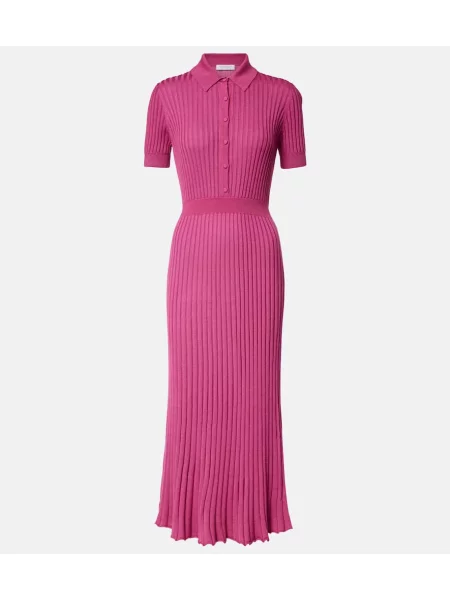 Rochie midi Gabriela Hearst de mătase până la genunchi de costum roz